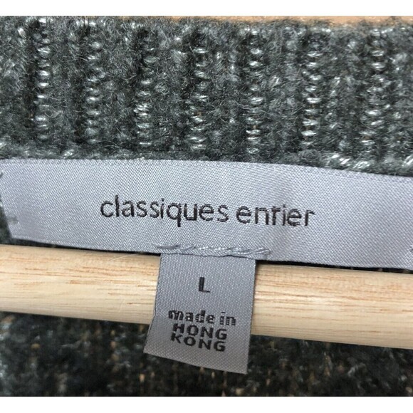Classiques Entier Sweater Womens‎ Size L Gray Angora Short Sleeves Cable Knit - Picture 8 of 8